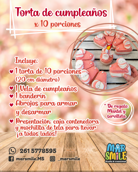Set Torta Feliz Cumple x 10 porciones