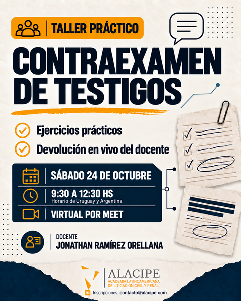 TALLER DE ENTRENAMIENTO PRACTICO EN CONTRAEXAMEN