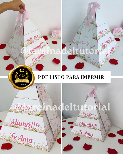 CAJA PIRAMIDE MAMÁ 27X27X7 CM 