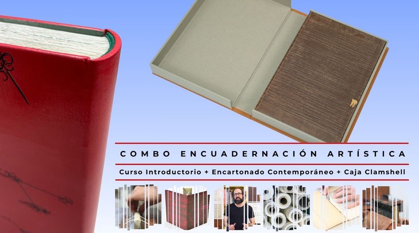 Combo Encuadernación Artística: Curso Introductorio + Encartonado Contemporáneo + Caja Clamshell