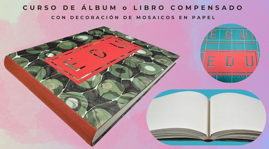 Álbum o Libro Compensado con decoración de mosaicos en papel