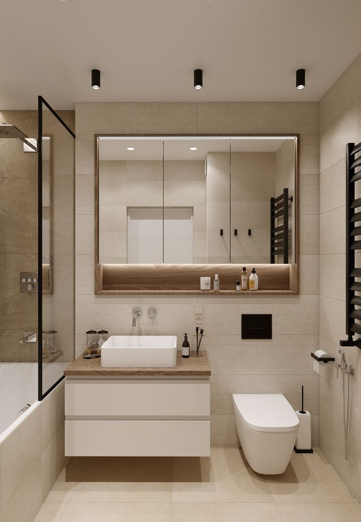 Mueble botiquín de baño pequeño con gran espejo