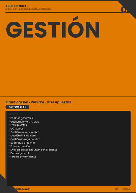 CHECK LIST DIRECCIÓN DE OBRA - PARTE 4 - GESTION - arqbelenbiele