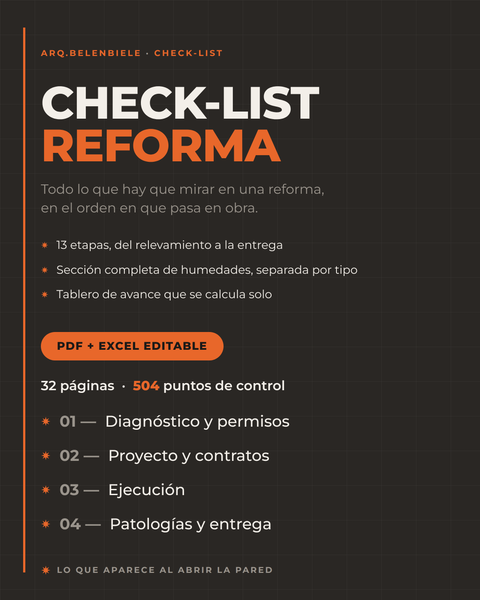 CHECKLIST Reforma Residencial - Pack completo 