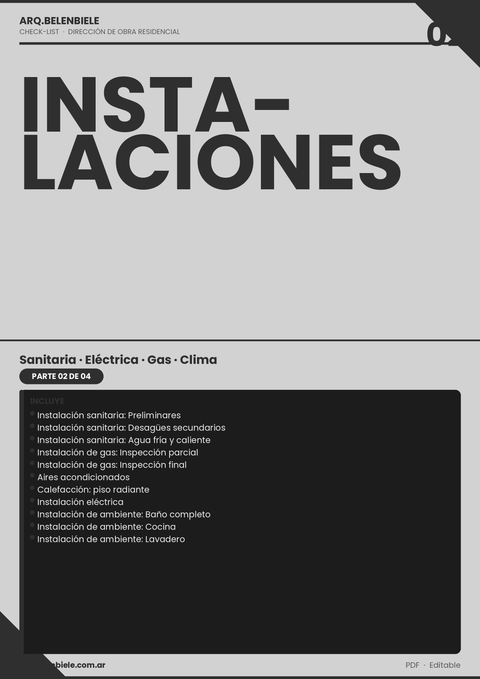 CHECK LIST DIRECCIÓN DE OBRA - PARTE 2 - INSTALACIONES - arqbelenbiele