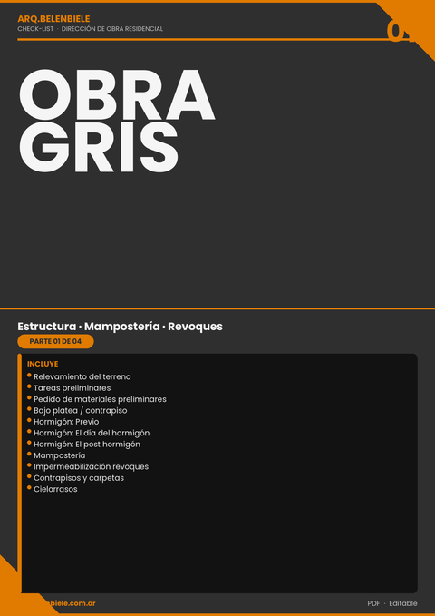 CHECK LIST DIRECCIÓN DE OBRA - PARTE 1 - OBRA GRIS - arqbelenbiele