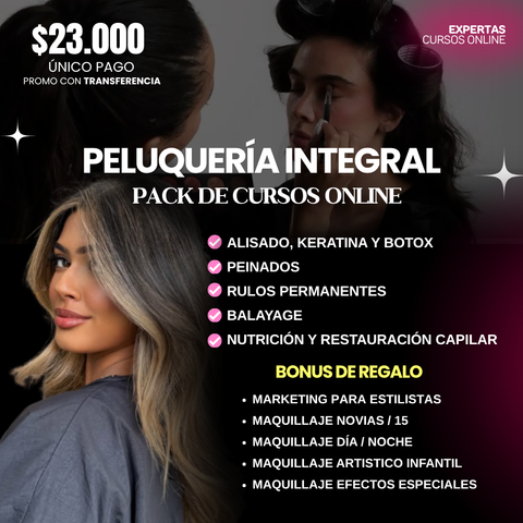 Peluquería Integral Profesional + 4 técnicas de Maquillaje de Regalo
