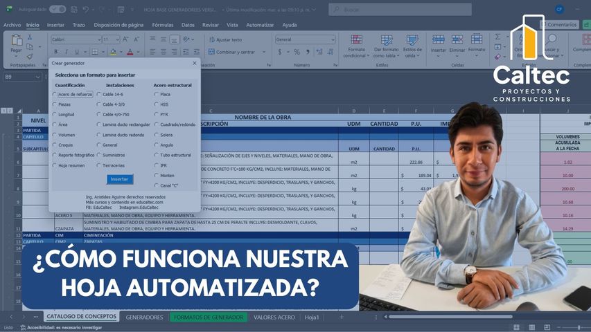 Hoja automatizada para números generadores/estimaciones