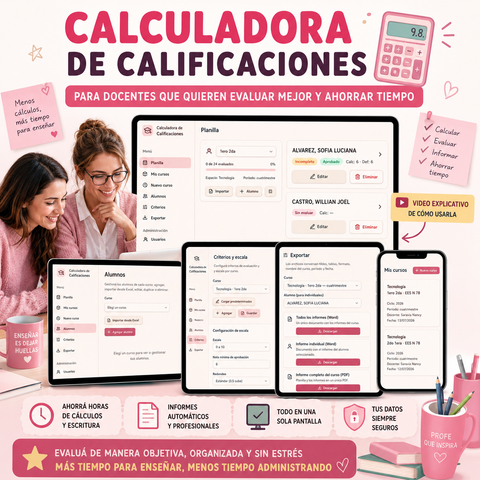 Combo Docente: Calculadora de Calificaciones + Registro de Asistencia