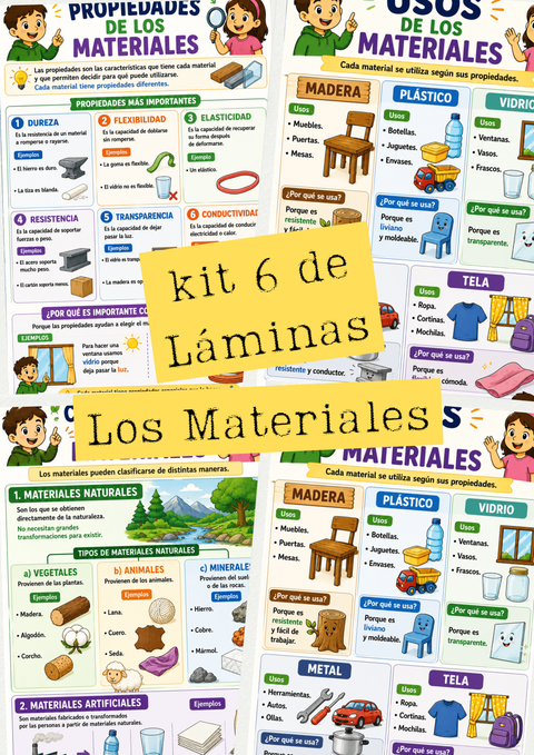 Kit 6  Láminas amplias— Los Materiales