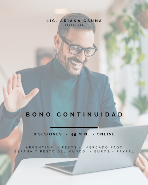 BONO CONTINUIDAD . Bono de 8 Sesiones de Psicología Online