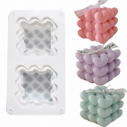 Molde silicona cubo  corazon 