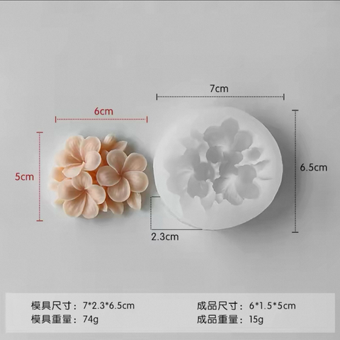 Molde de silicona flor de hortensia 