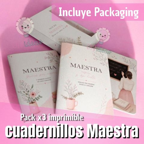 Kit dia del maestro Cuadernillos x 3 + Packaging