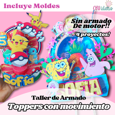 Toppers con movientos automáticos con aparato, Taller de Armado sin armado de motor