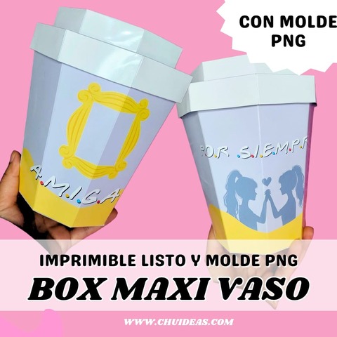 Maxi Vaso box lista + molde Png