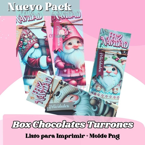 KIT DE CAJAS CHOCOLATES TURRON Navideños Listas y Png