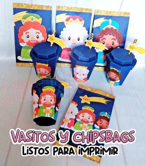 Packs vasitos + chipsbags Reyes Magos