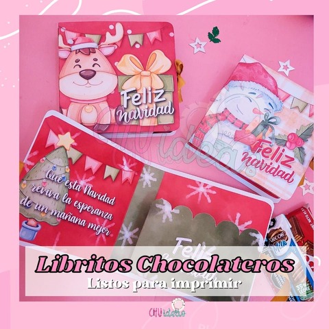 Tarjeta librito chocolatero Navidad listos para imprimir