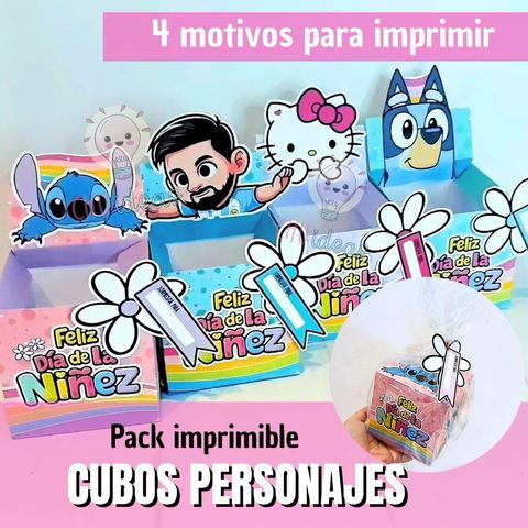 Box cubos personajes día de la niñez