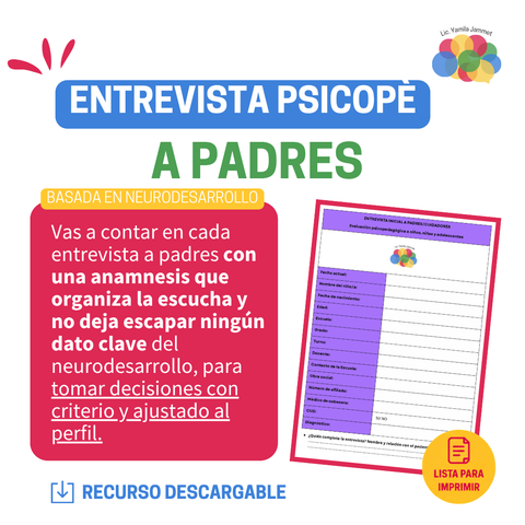 Entrevista psicopedagógica inicial a padres