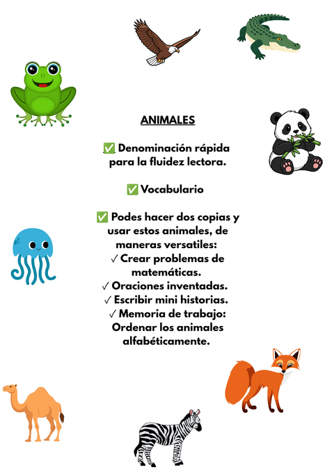 Animales y lluvia de actividades 