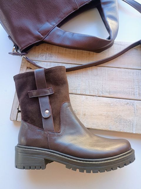 BOTA CAÑA ALTA CUERO Y GAMUZA