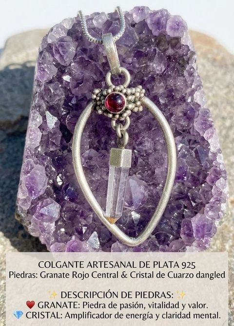 Colgante Granate y Cuarzo cristal
