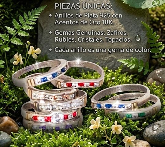 Anillos plata oro y piedras