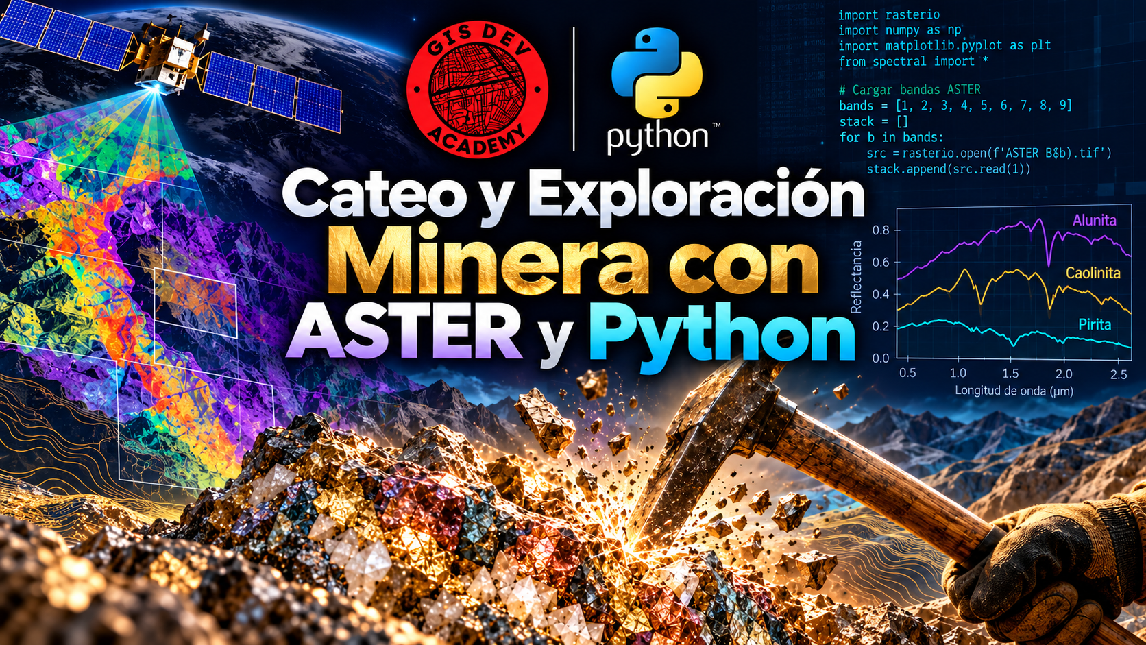 Curso de Cateo y Exploración Minera con ASTER y Python | GIS Dev
