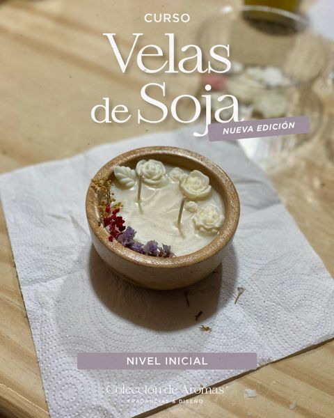 CURSO PRESENCIAL: Velas de Soja Aromáticas en Recipiente y de Molde (Nivel Inicial)