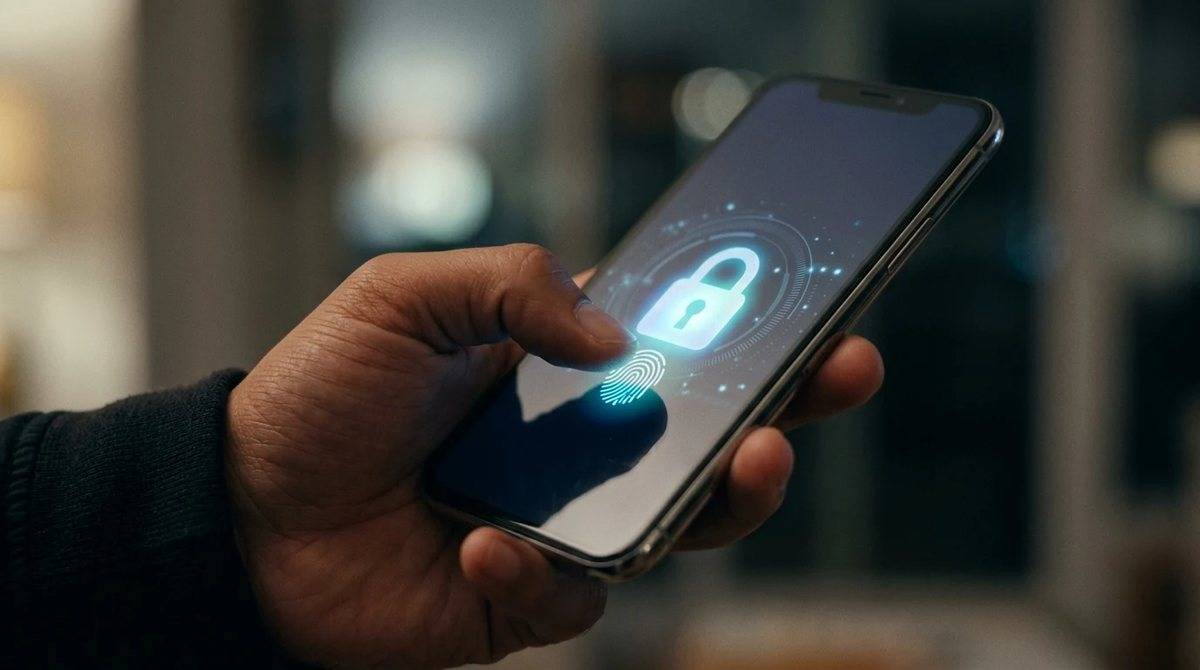Celular con candado y huella digital: verificación en dos pasos