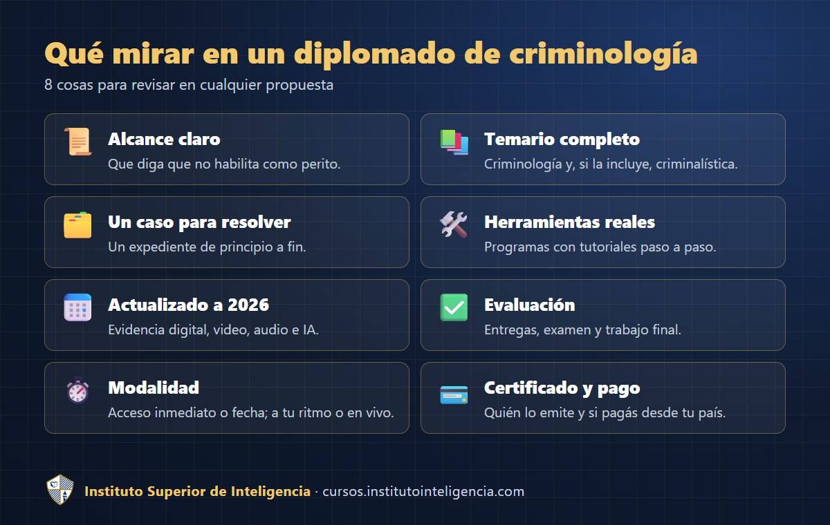 8 cosas para revisar antes de inscribirte en un diplomado de criminología online
