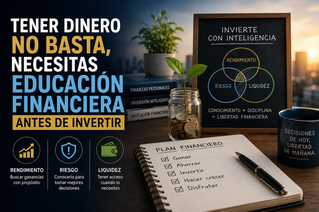 Tener dinero no basta, necesitas educación financiera antes de invertir