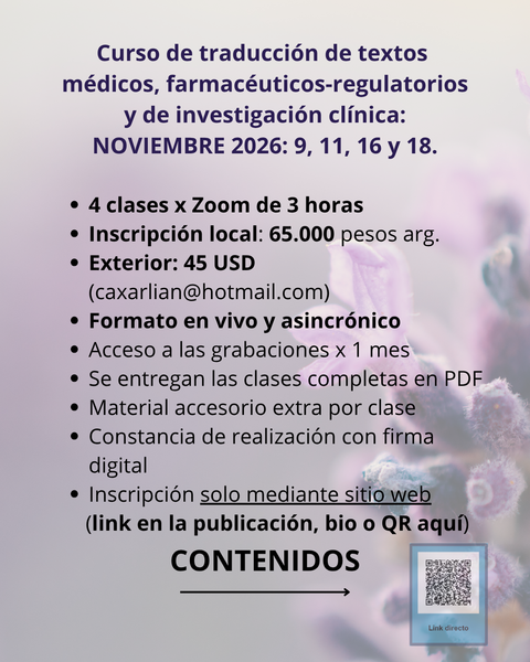 CURSO INTEGRAL DE TRADUCCIÓN MÉDICA NOVIEMBRE 2026