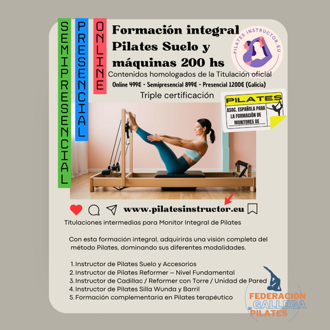Formación integral homologada en Pilates Suelo y Máquinas - ONLINE 220 hs. 