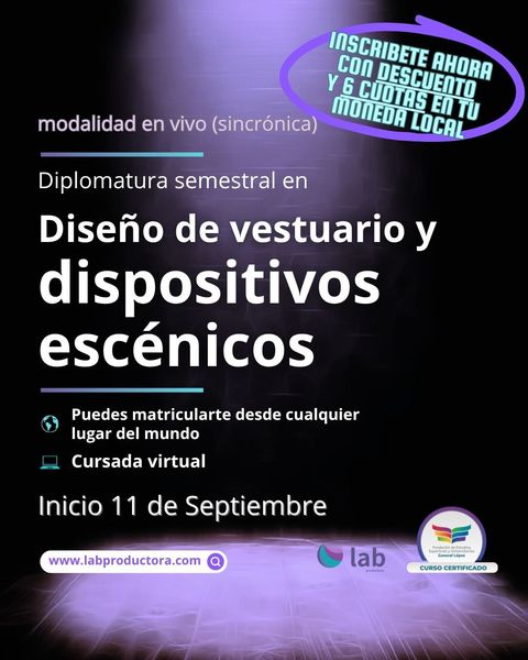  Diplomatura en diseño de vestuario y dispositivos escénicos (Septiembre 2026)