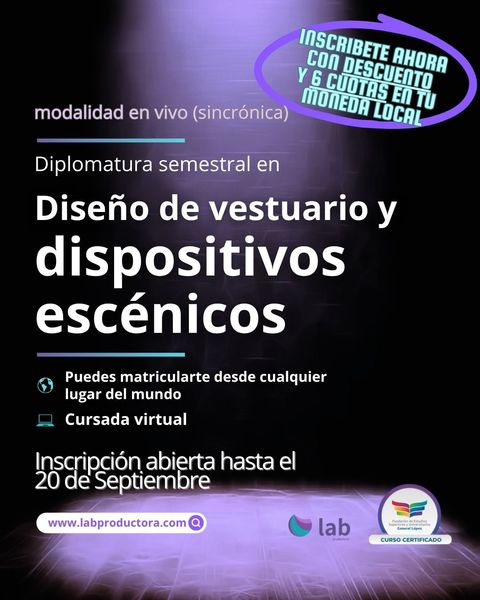  Diplomatura en diseño de vestuario y dispositivos escénicos (Septiembre 2026)