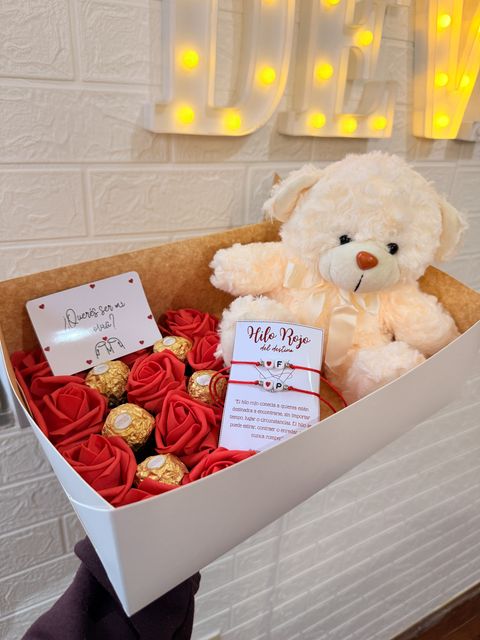 Box Osito Rosas con Ferrero + Pulseras
