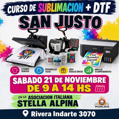 Curso de sublimacion y DTF en SAN JUSTO