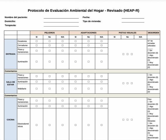 Protocolo de Evaluación Ambiental del Hogar (HEAP-R)
