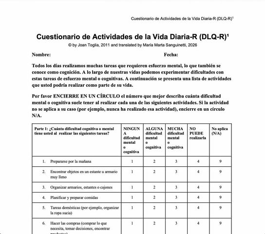 Cuestionario de Actividades de la Vida Diaria (DLQ-R) (pdf)