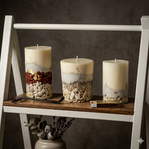 Curso de velas con base de piedras y cemento (en videos)