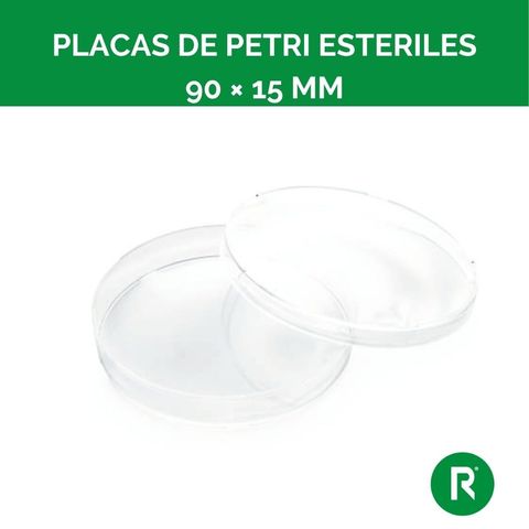 Placas de Petri de plástico estériles 90 × 15 mm — caja x 500