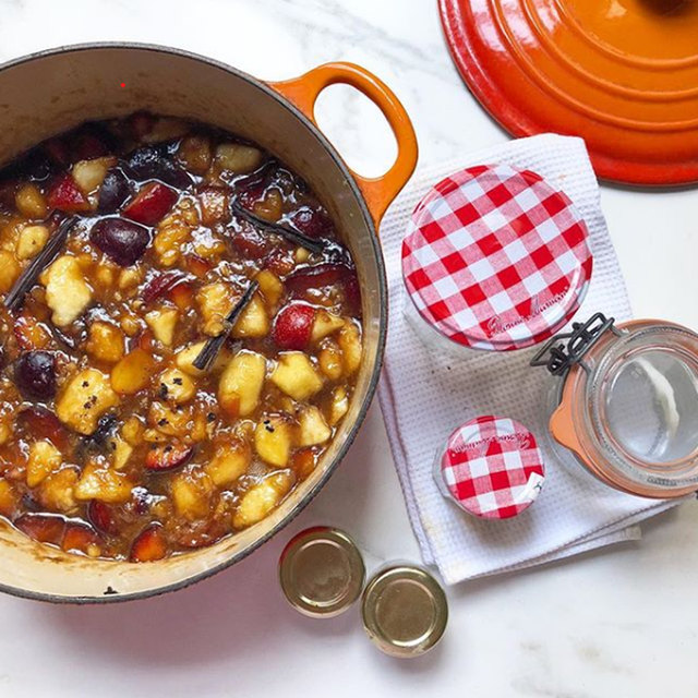 Mermelada de durazno y ciruela con vainilla