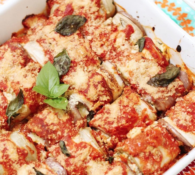 Canelones de berenjenas gratinados