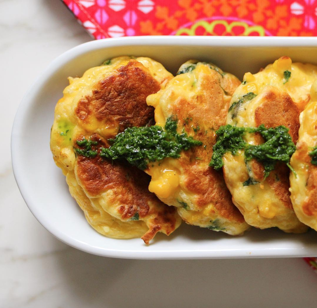 Tortilla de choclo y espinaca