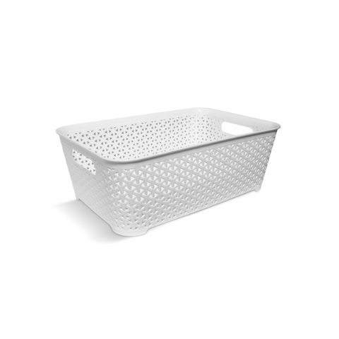 Cesto Ratán Rectangular Mediano Bajo Sin Tapa