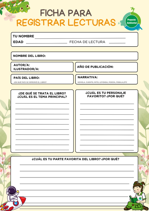 Ficha para registrar lecturas y podcast