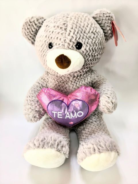 Oso Gris con Corazón Te Amo
